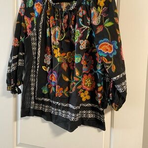 Colorful Floral Embroidered Women's Blouse